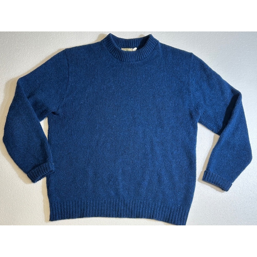 Vintage LL Bean Mens XL‎ Blue Wool Blend Mock Neck Sweater 1773